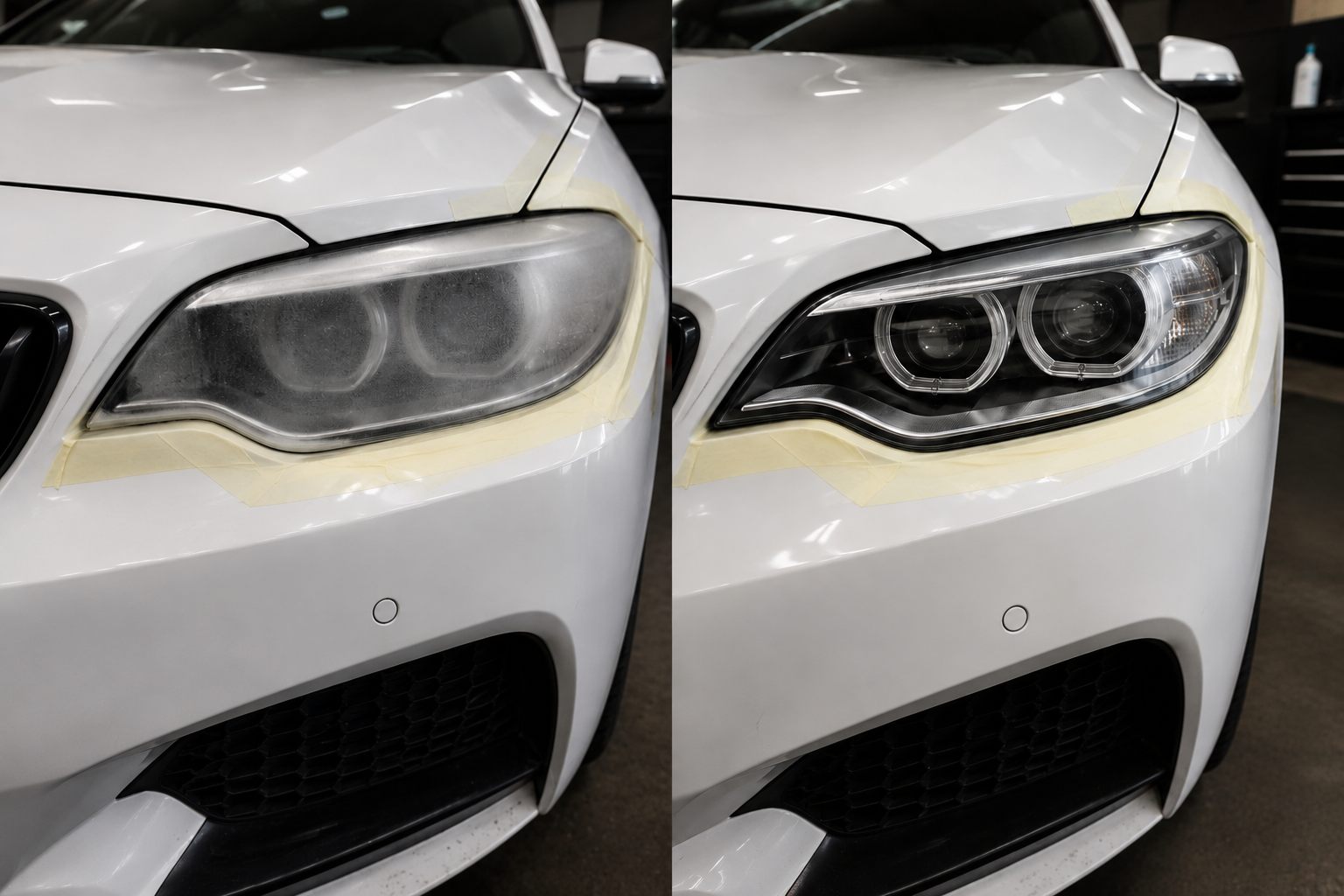 Headlight restoration before and after in Alpharetta